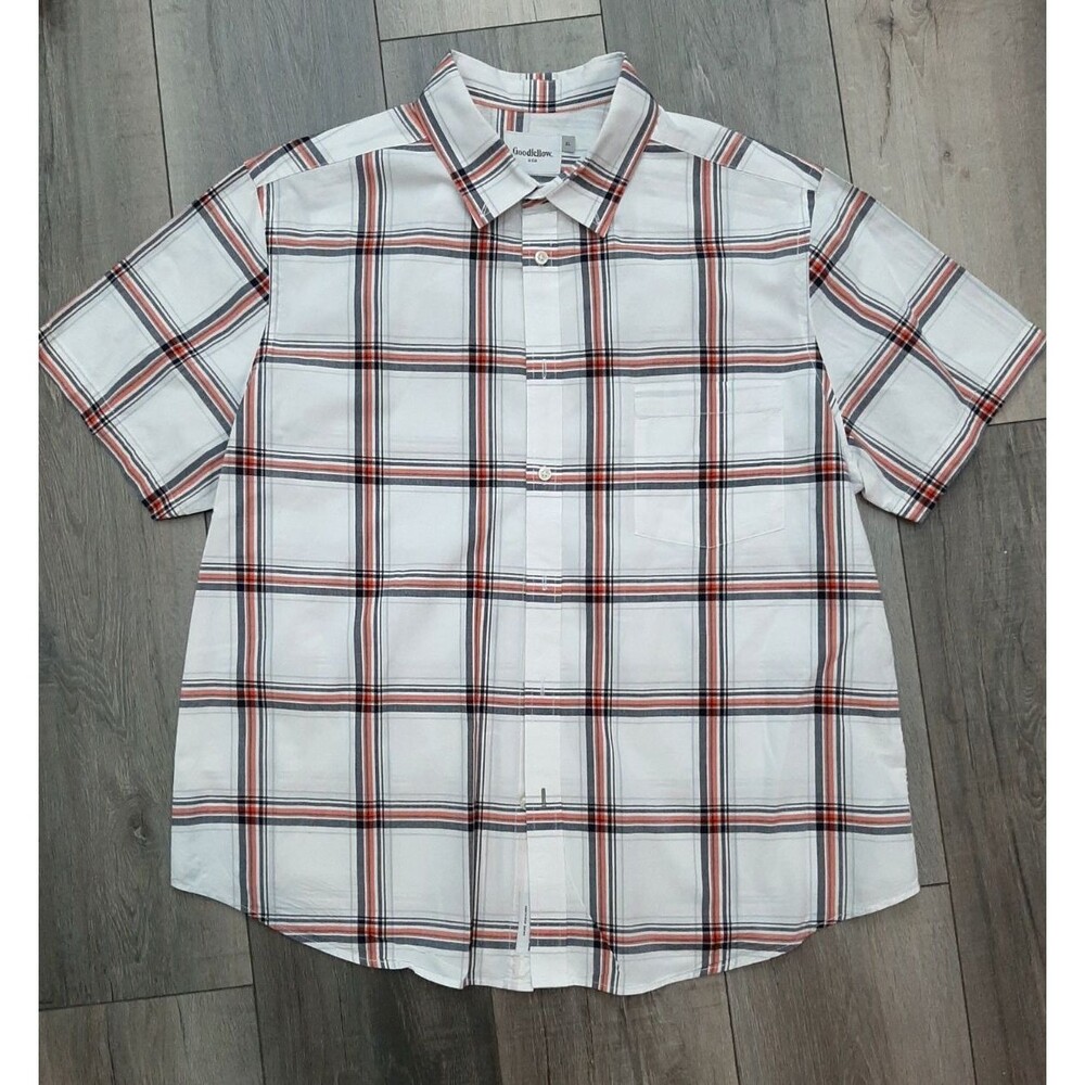 Goodfellow & Co Slim white black/orange  Short Sleeve Button Down Shirt XL